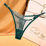 Crisscross Strap Rose Embroidery Hollow Sheer Thong