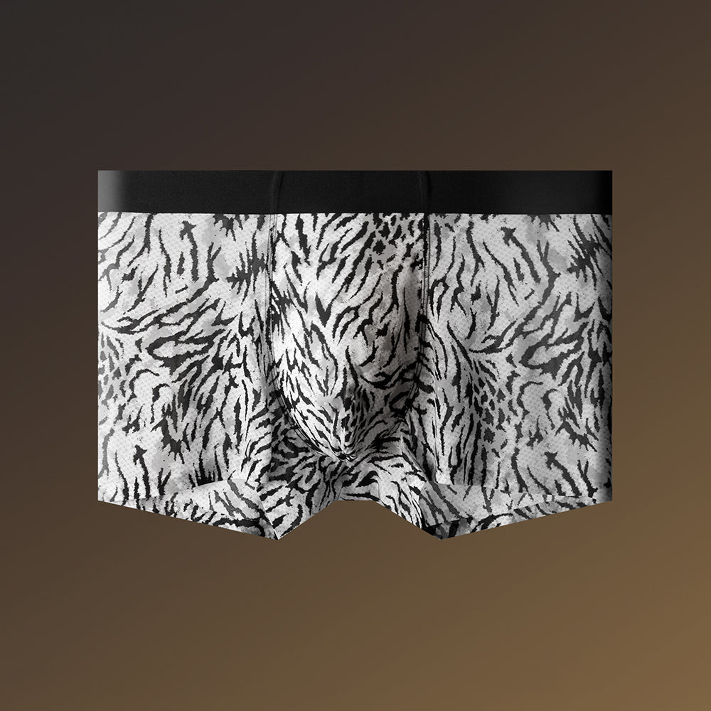 Wild Animal Texture Solid Waist Mesh Boxer Briefs