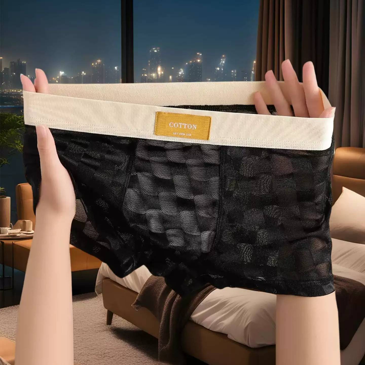 QS Mesh Checkered Breathable Boxer Briefs