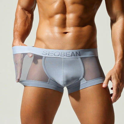 QS Sheer Mesh Patchwork Boxer Briefs