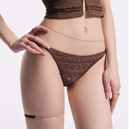 Geometric Lace Sheer Mid-Rise Briefs