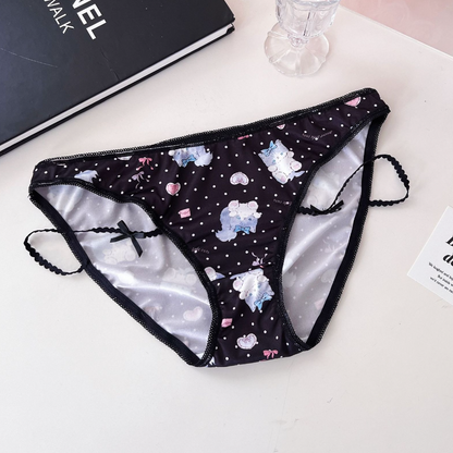QS Cat Print Strap Satin Briefs