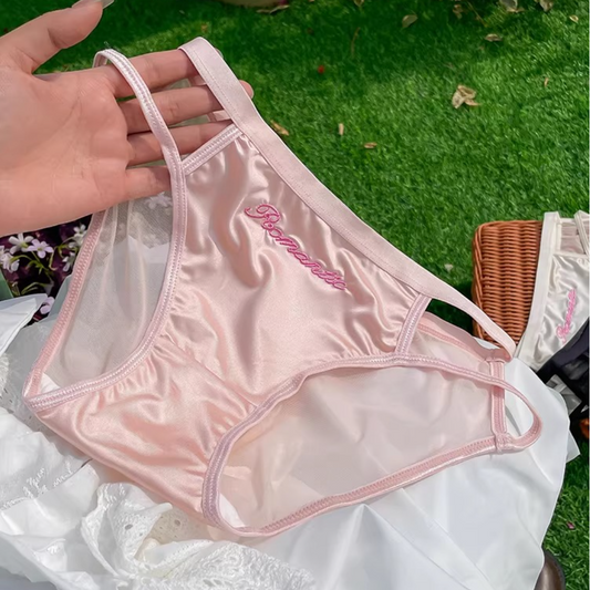 QS Letter Embroidered Satin Panties (4 Packs)