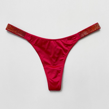 QS Sparkling Rhinestone Satin Thong