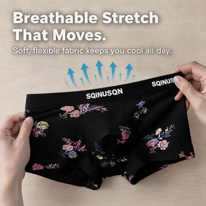 Watercolor Floral All-Print Seamless Ice-Silk Boxer Briefs