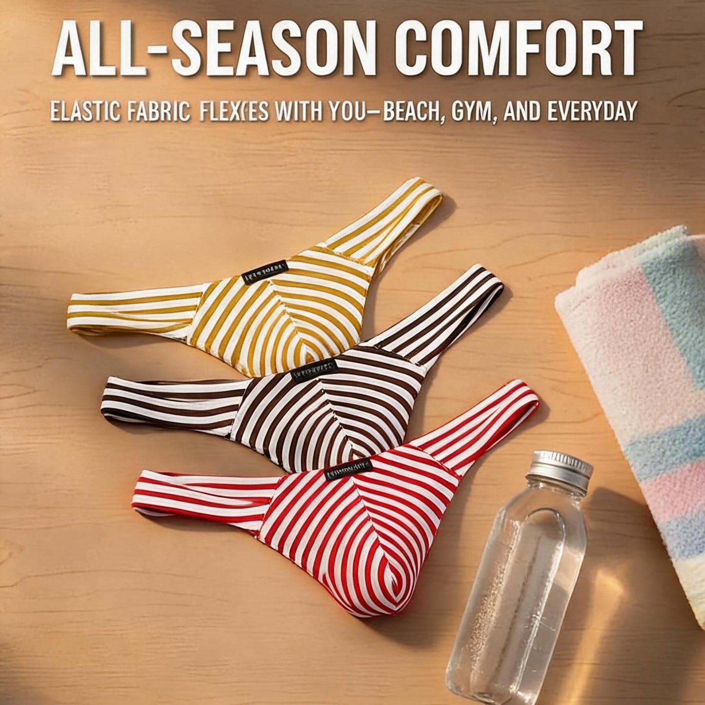 ZD【New Arrival Discount】Eye‑Catching Striped Breathable Slim‑Fit Men Thong