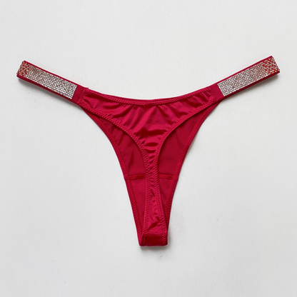 QS Sparkling Rhinestone Satin Thong