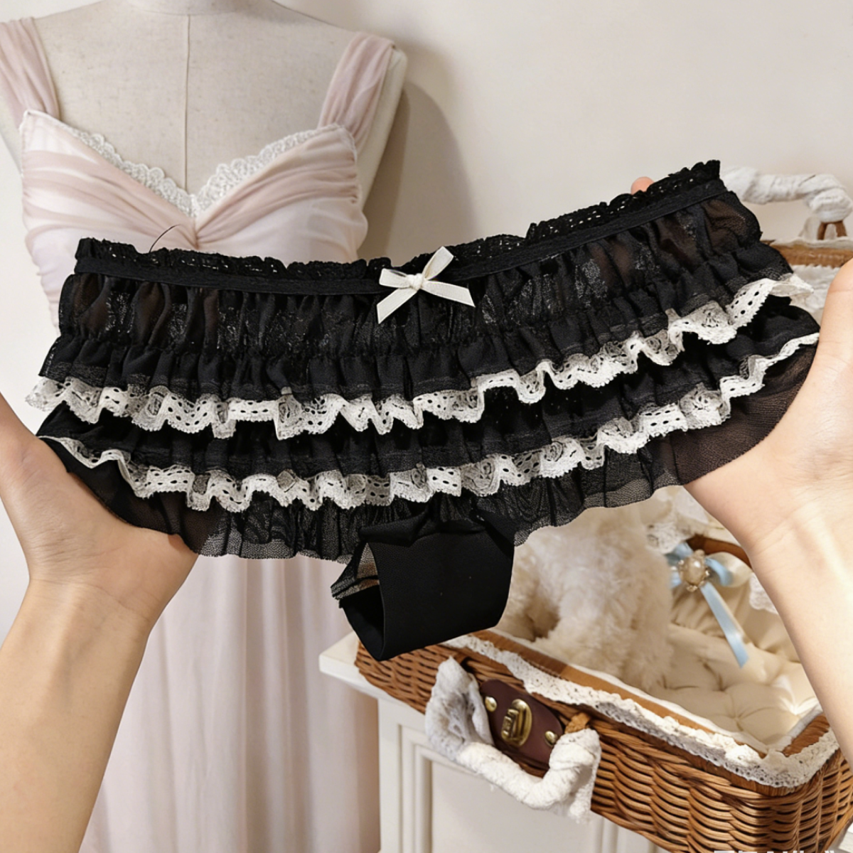 QS Bow Ruffled Lace Panties (4 Packs)