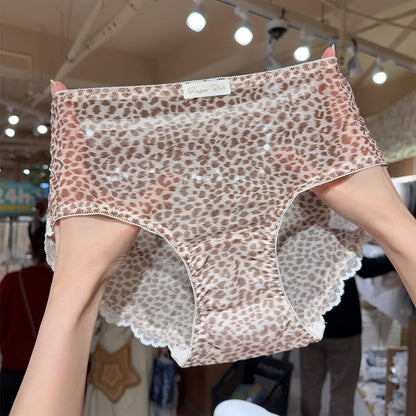 Chiffon Lace Trim Mid-Rise Breathable Briefs