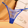 Crisscross Strap Rose Embroidery Hollow Sheer Thong