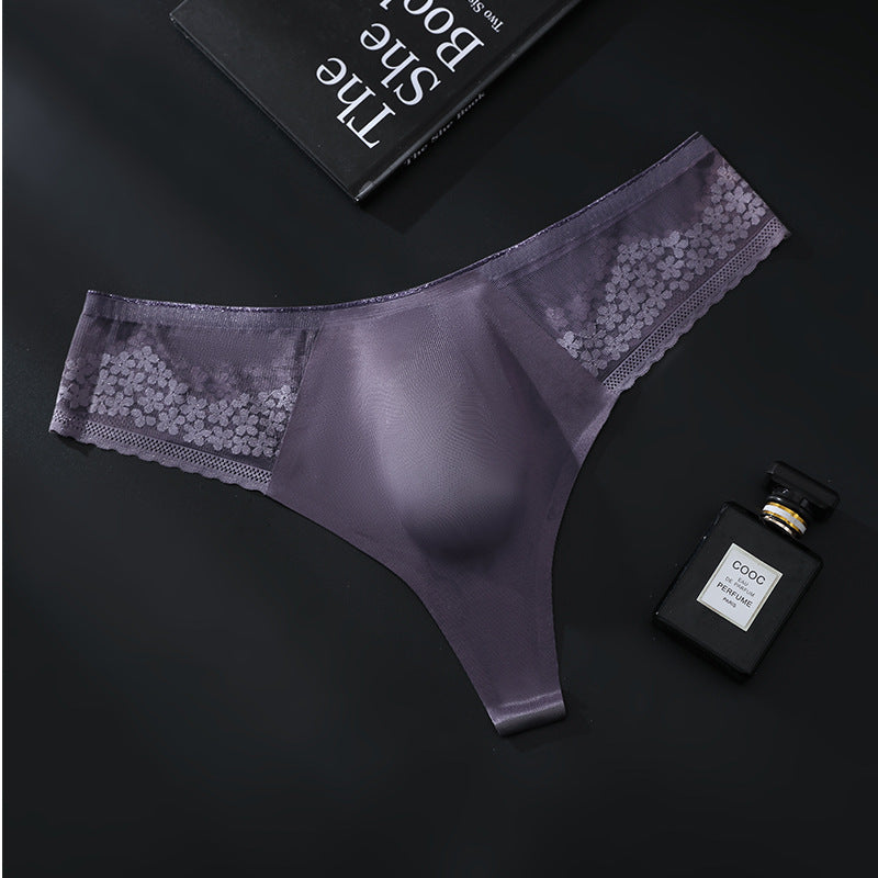 ZD Satin Lace Patchwork Thong
