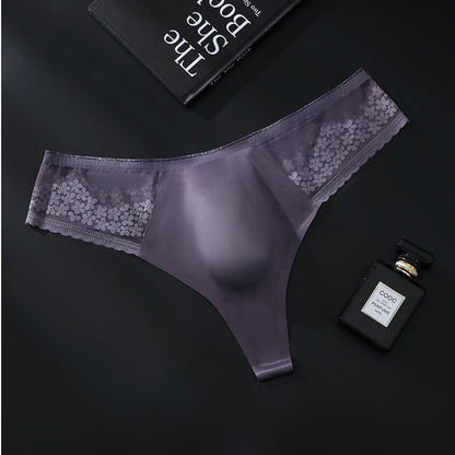 ZD Satin Lace Patchwork Thong