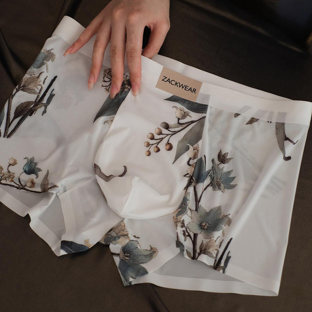Floral high-end silky boxer briefs
