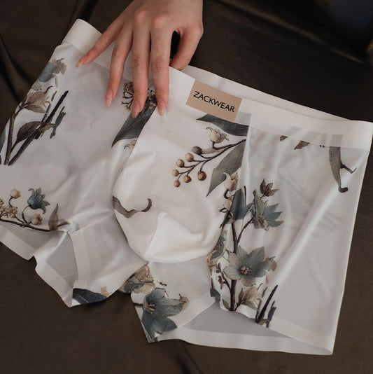 Floral high-end silky boxer briefs