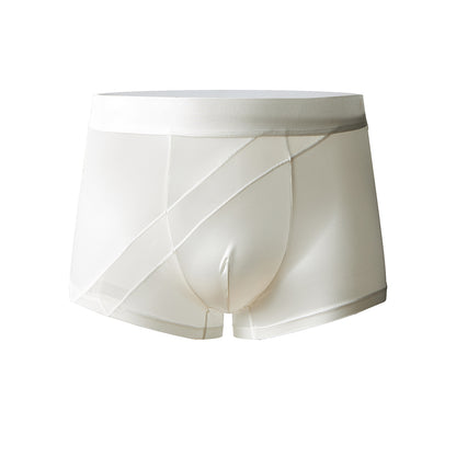 Diagonal Mesh Splicing Ice Silk 3D Pouch Boxer Briefs