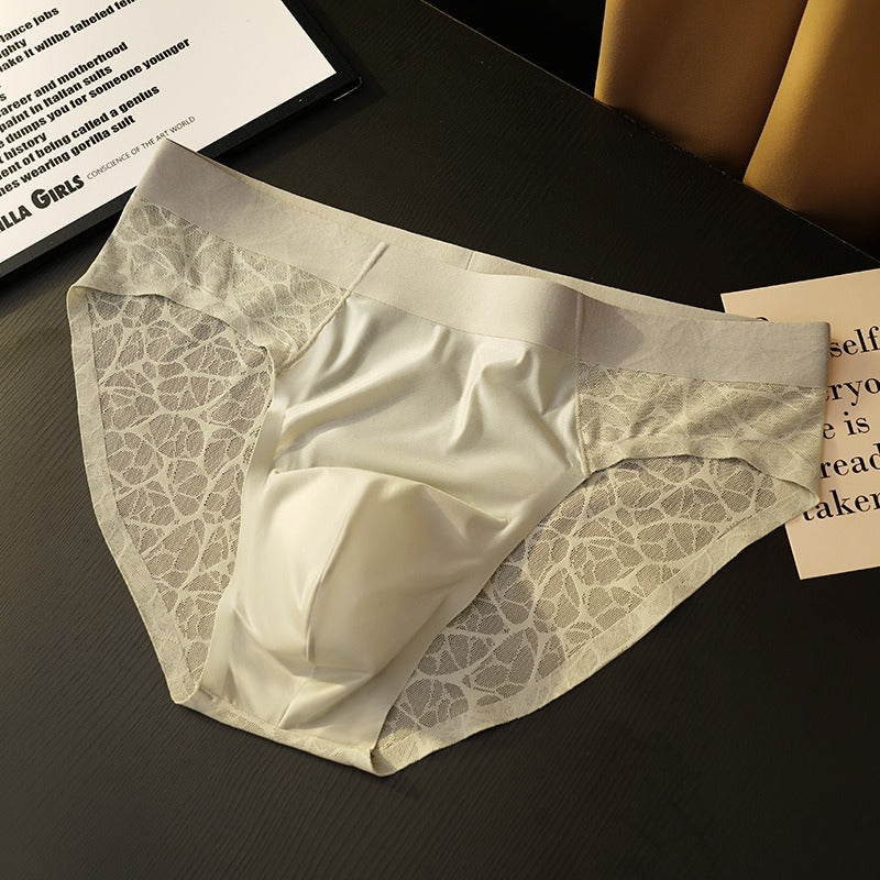 QS Lace Leopard Jacquard Sexy Satin Briefs