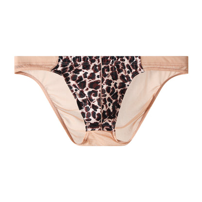 Leopard print transparent butt-covering briefs