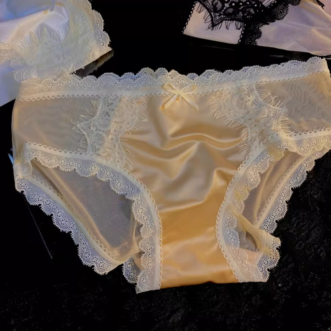 QS Satin Lace Trim Briefs (4 Packs)