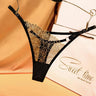 Crisscross Strap Rose Embroidery Hollow Sheer Thong