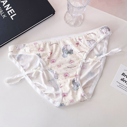 QS Cat Print Strap Satin Briefs