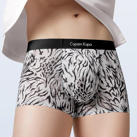 Wild Animal Texture Solid Waist Mesh Boxer Briefs