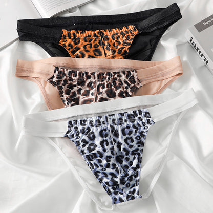 Leopard print transparent butt-covering briefs