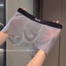 QS Sexy Transparent Striped Breathable Boxer Briefs