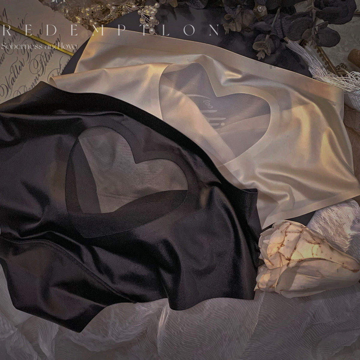 ZD Cut-Out Heart Ice Silk Briefs