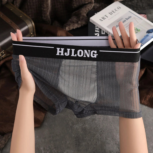 Glittery striped semi-sheer boxer briefs