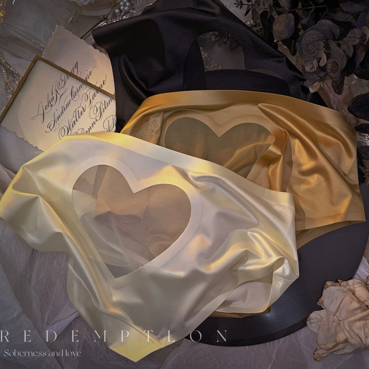 ZD Cut-Out Heart Ice Silk Briefs
