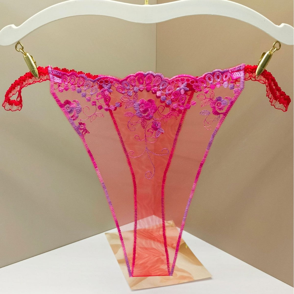 ZD  Black Embroidered Rose Briefs