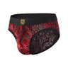 3D Rose Flocked Sheer Mesh Tiger Badge Low-Rise Briefs