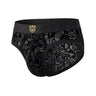 3D Rose Flocked Sheer Mesh Tiger Badge Low-Rise Briefs