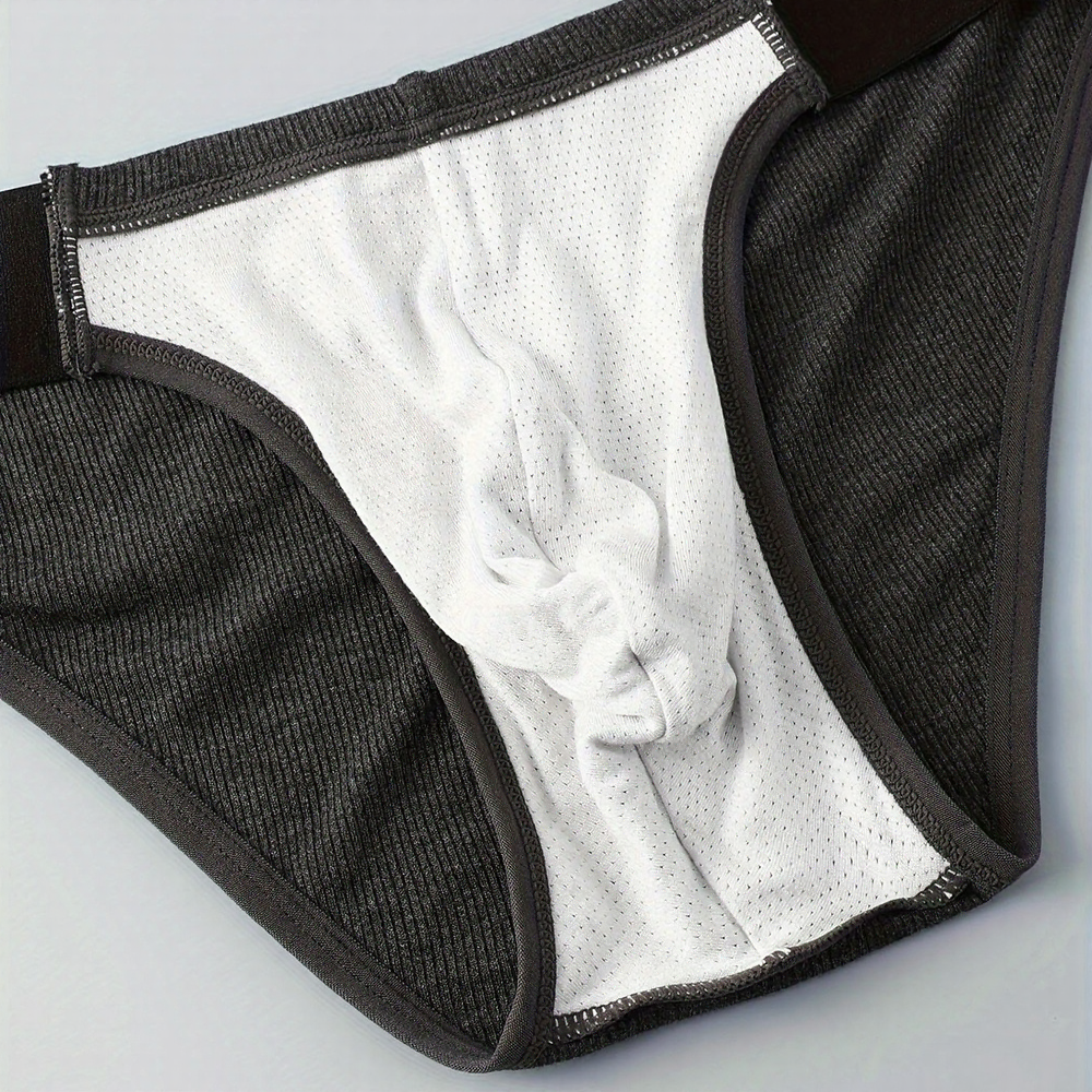 Striped lace-up ribbed cotton briefs