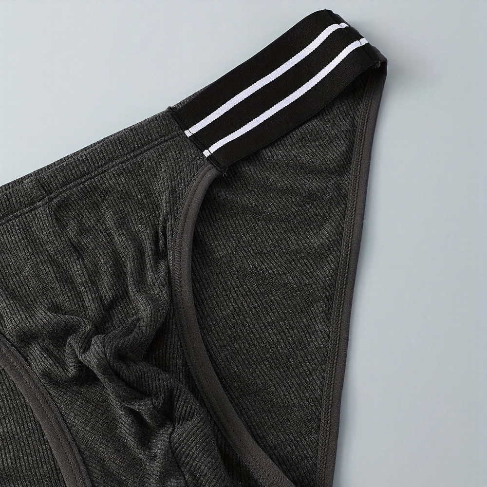 Striped lace-up ribbed cotton briefs