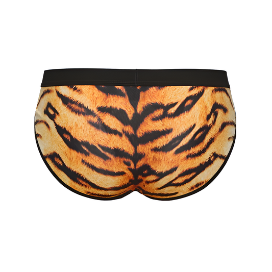 Tiger-print high-slit sexy briefs
