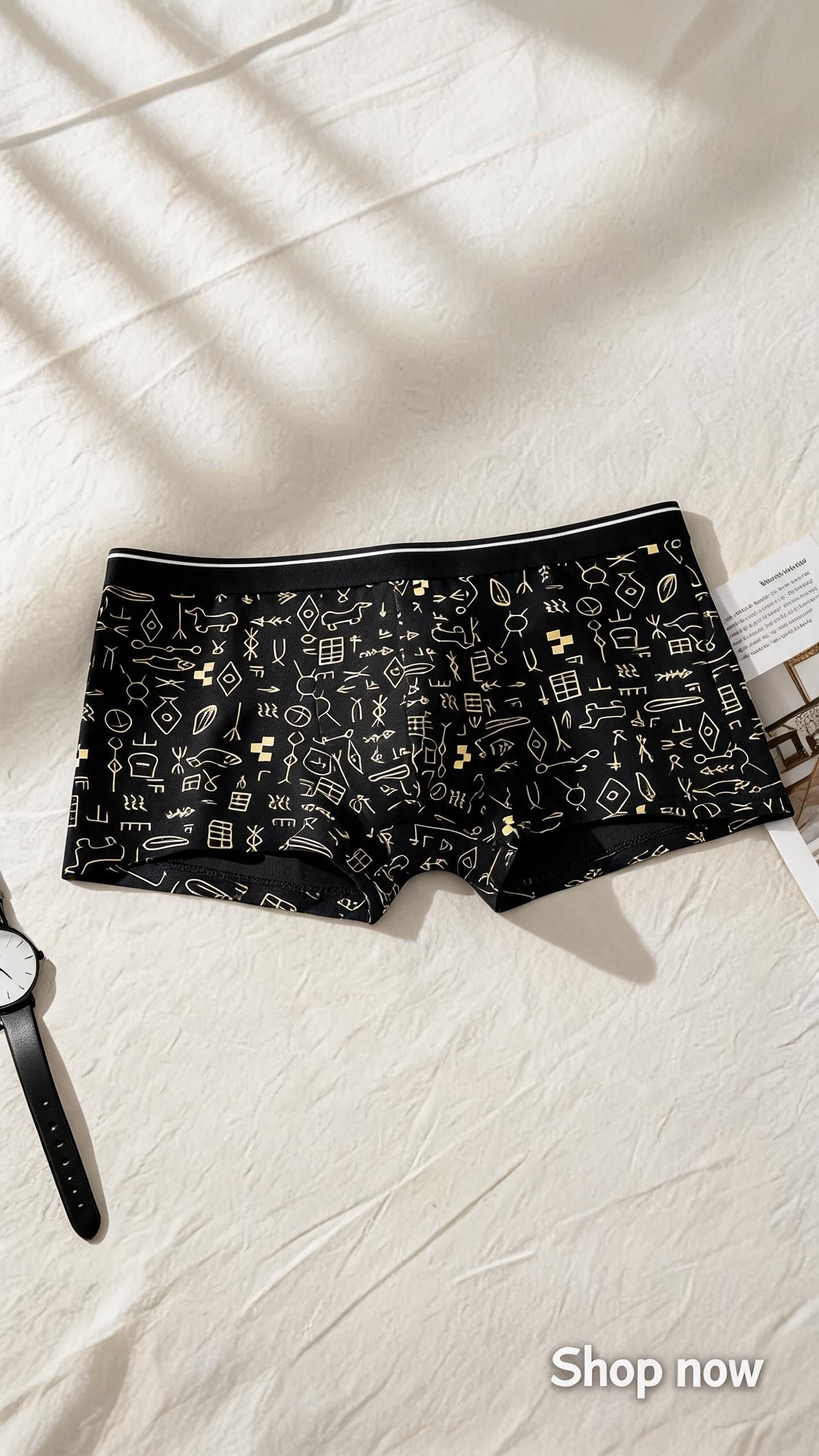 ZD Men's Pictographic Print Boxer Briefs