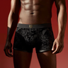 3D Rose Flocked Sheer Mesh Tiger Logo Waistband Boxer Briefs
