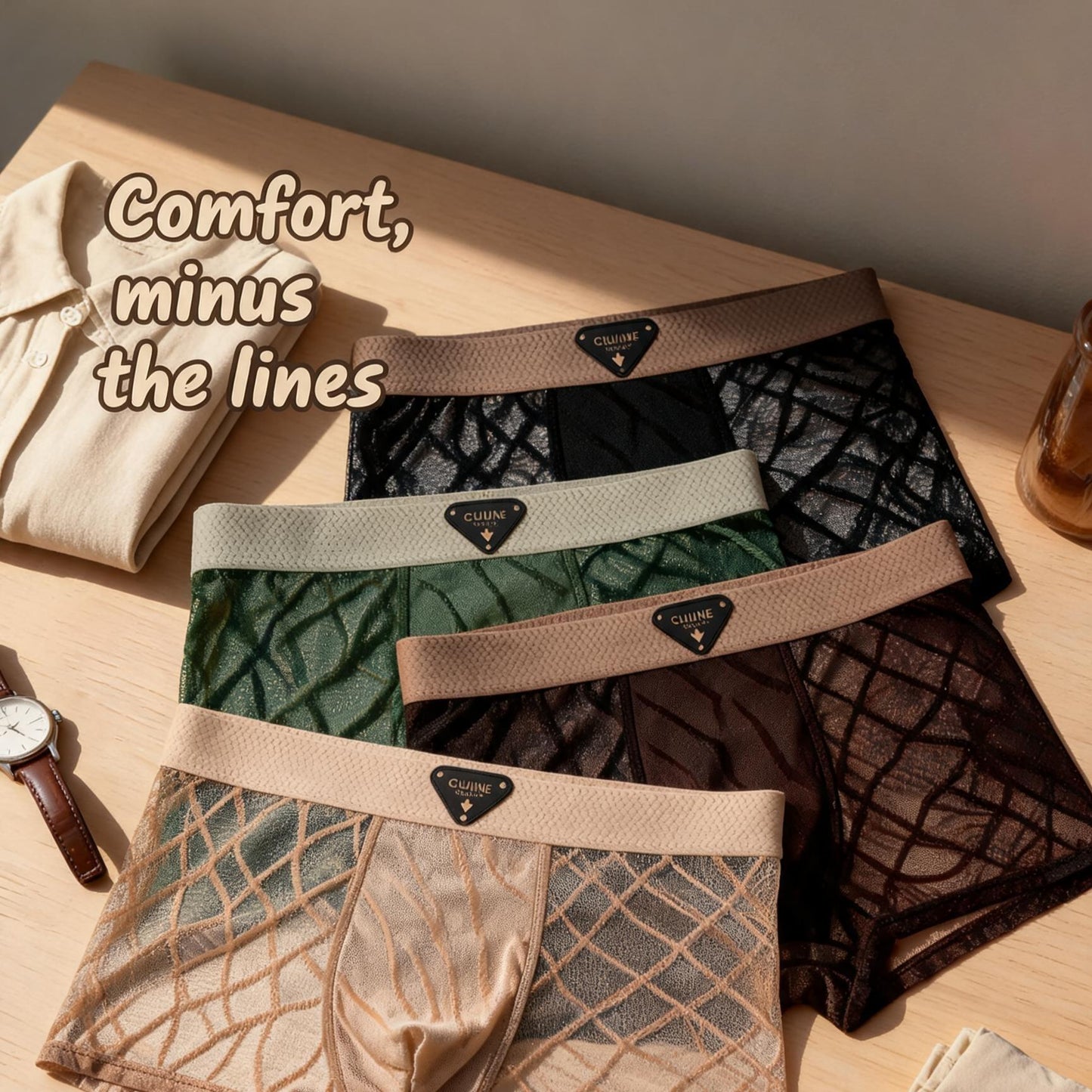 ZD  Leaf Lace Sheer Boxer Briefs