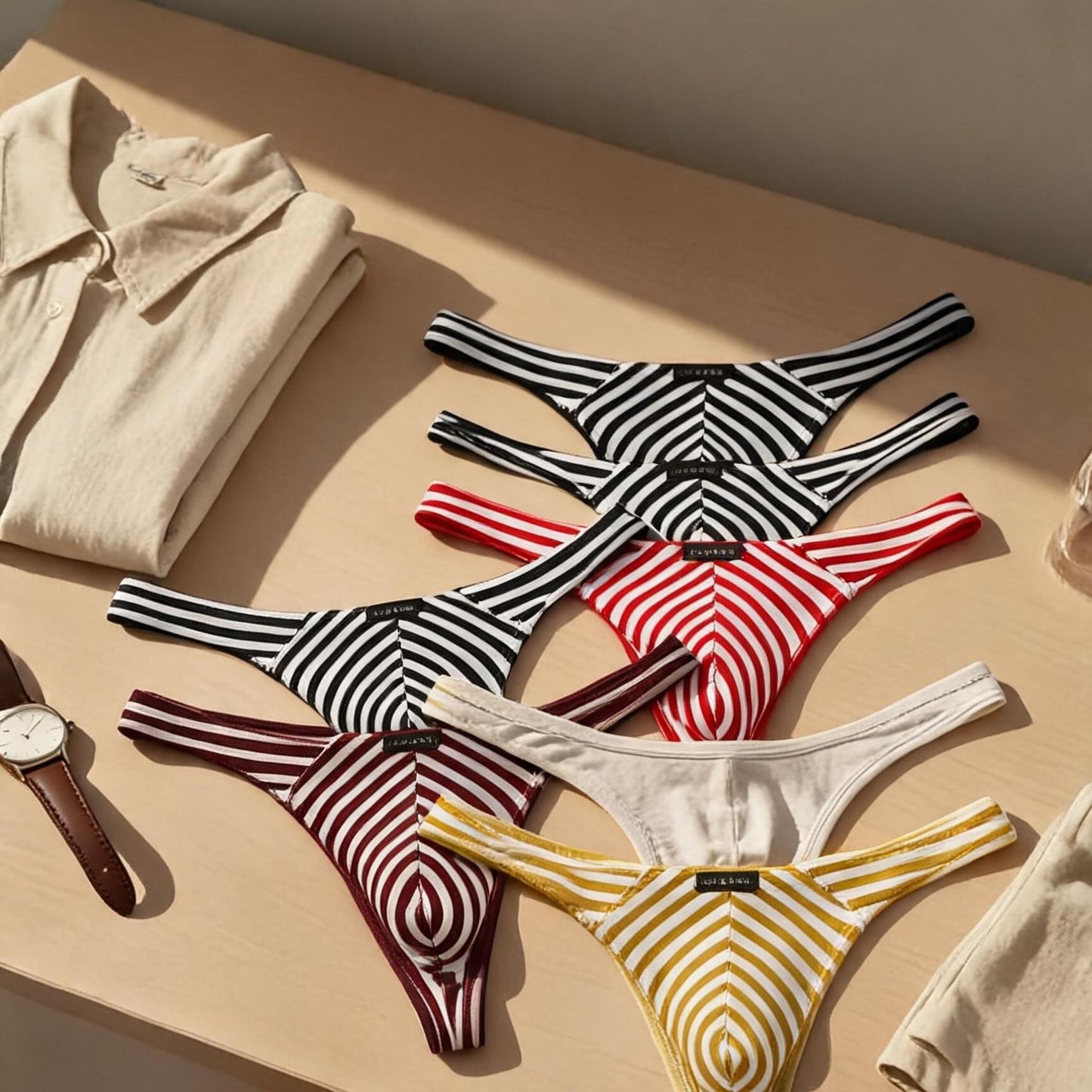 ZD Eye-Catching Striped Men Thong