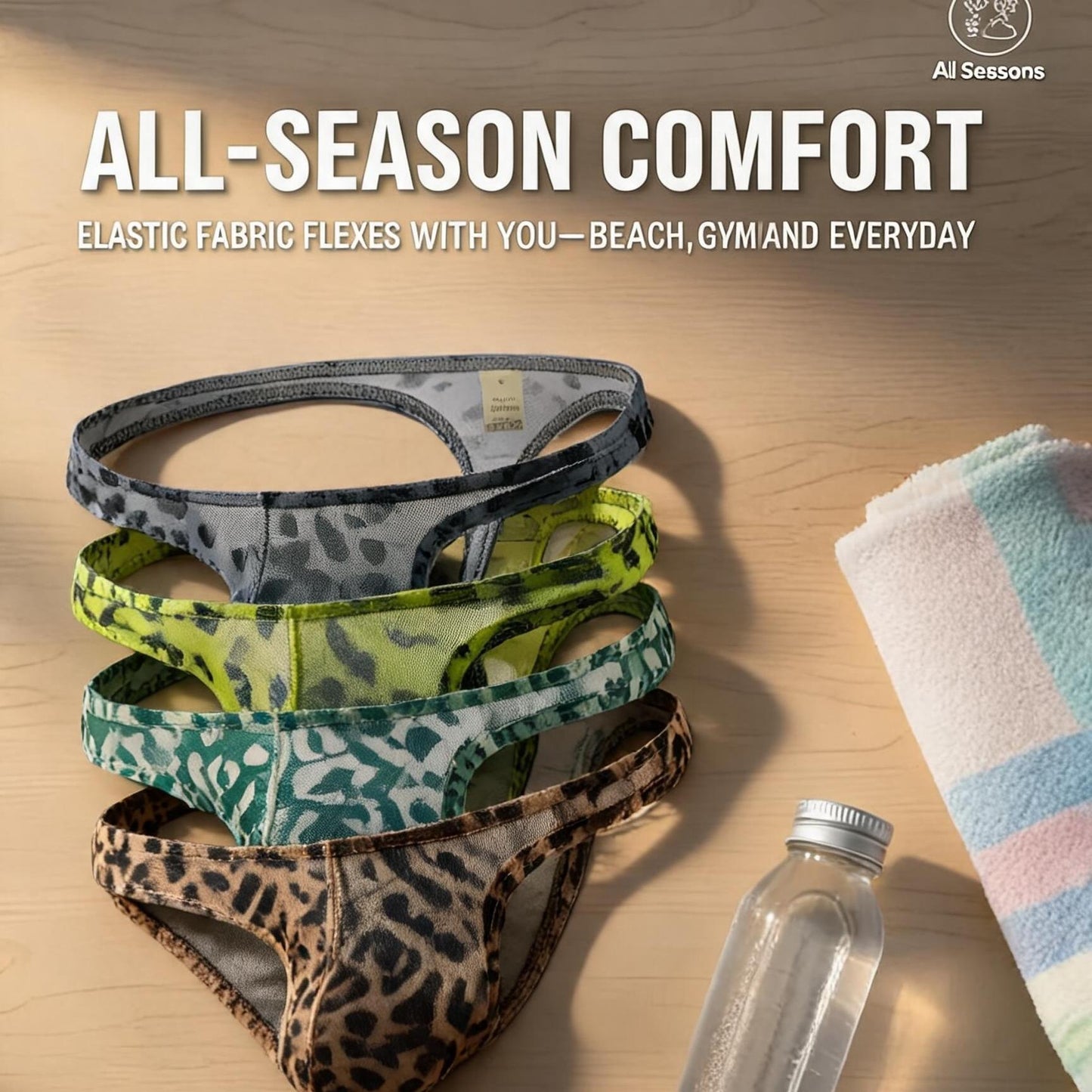 ZD Eye‑Catching Animal‑Print Sexy Men Thong