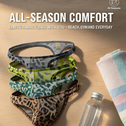 ZD Eye‑Catching Animal‑Print Sexy Men Thong