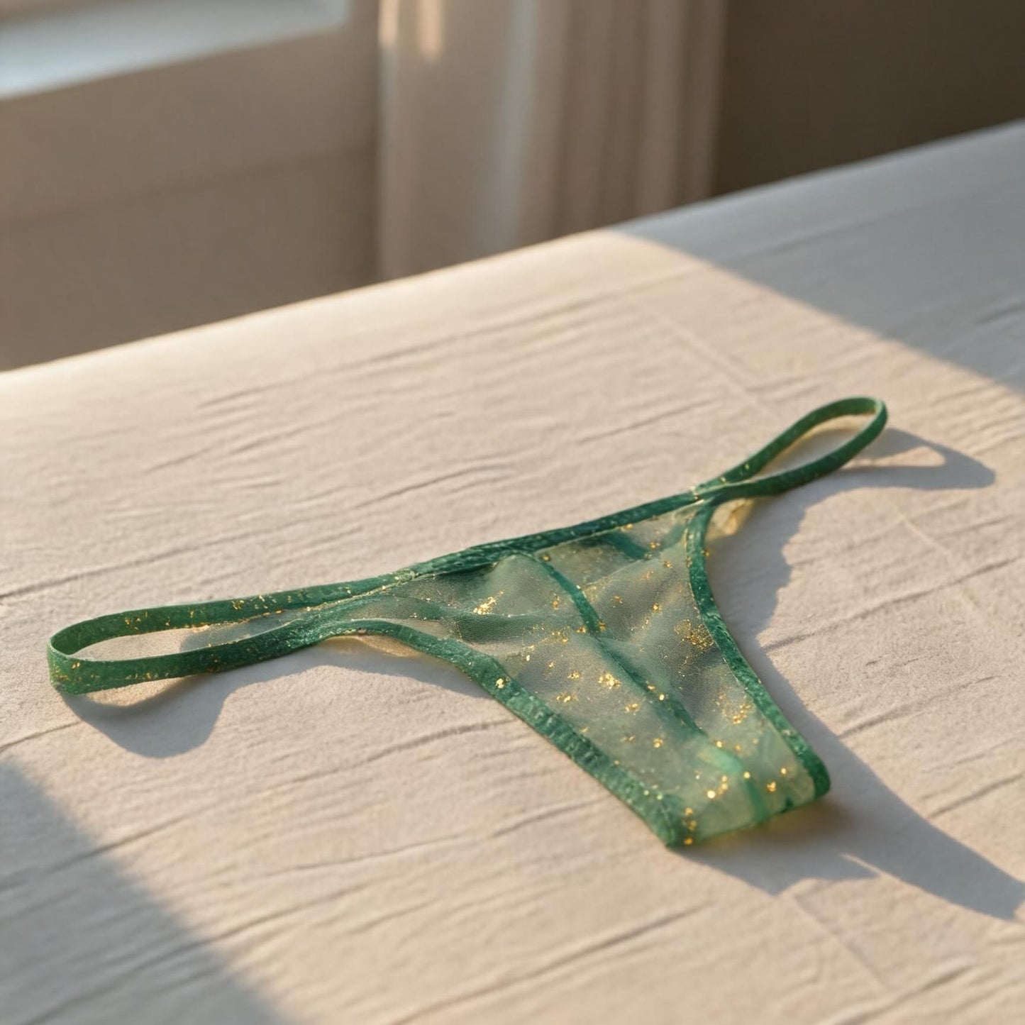 ZD Glitter Sheer Mesh Thong
