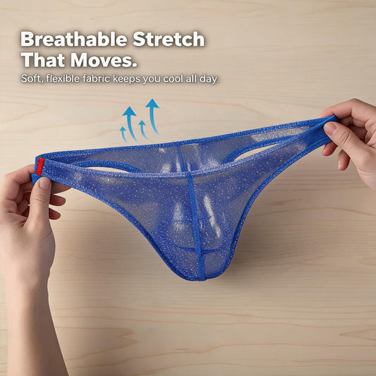 ZDStripe Waist Glitter Mesh Thong Pack