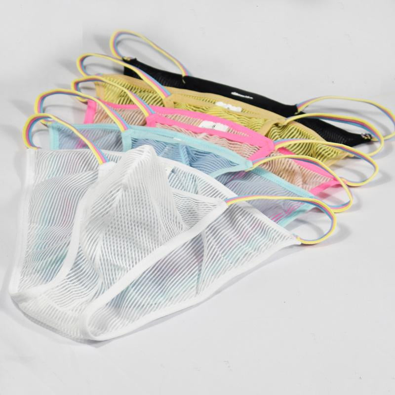Sexy Colorful Belt Transparent Bikini