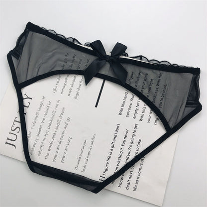 Butterfly Tassel Embroidery Sheer Mesh Mid-Rise Briefs