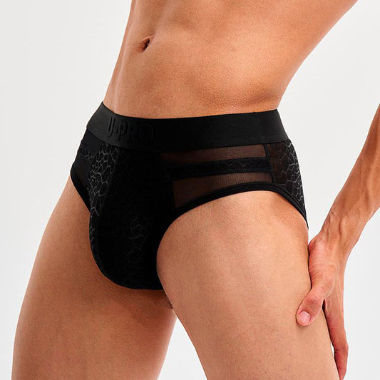 Snake print mesh briefs