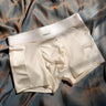 Mesh Panel Satin Texture Wide Waist Boxer Briefs