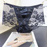 Floral Sequin Embroidery Mesh Lace Satin Splicing Mid-Rise Briefs