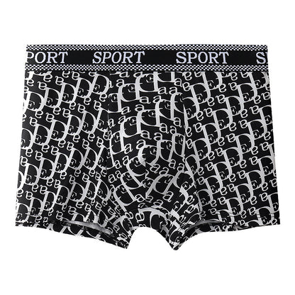All-Over Repeating Letter Print Sport Waistband Boxer Briefs